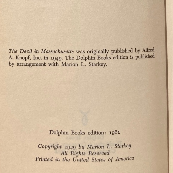 The Devil in Massachusetts Marion Starkey Salem MA Witch Trials New England - Picture 6 of 11